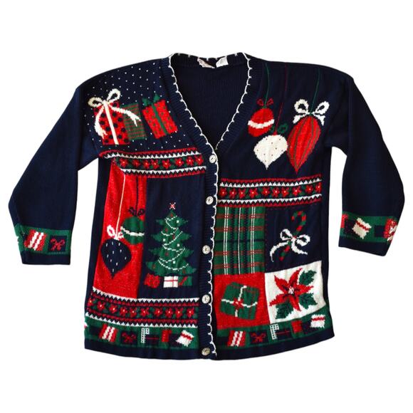 Vintage Nutcracker Ugly Christmas Gifts Cardigan Sweater - Size Medium - Picture 1 of 8